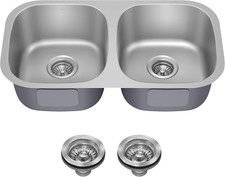 Premier 32-Inch Undermount 50/50 Double Bowl 18-Gauge Stainless Steel Kitchen Si