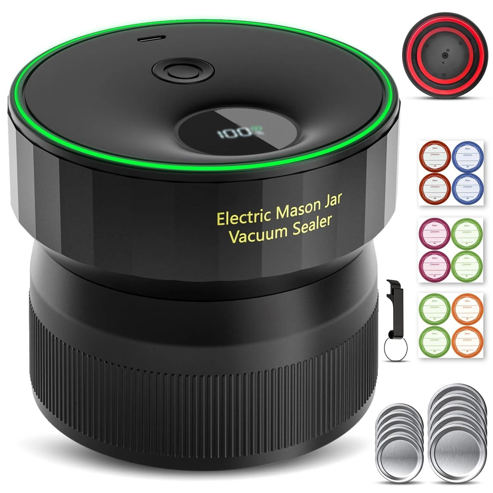 2026 Upgraded Mason Jar Vacuum Sealer, Electric Vacuum Sealer for Regular Mouth