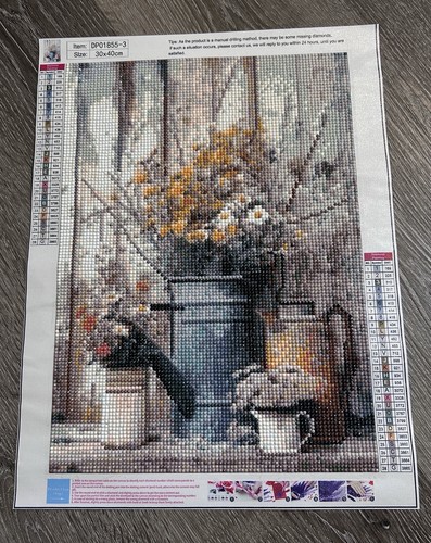 Diamond Painting Finished Completed 3D Wall Art 12x16” Floral WILD FLOWERS - Afbeelding 3 van 11