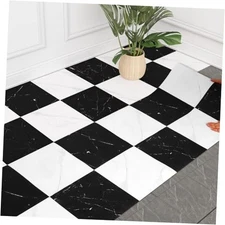  Self Adhesive Vinyl Flooring Roll 23.6"Wx 393"L (64 Sq.Ft) Black White Marble