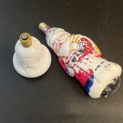 Antique Vtg Christmas Milk Glass Bell Figural Light Bulb Santa Clause Japan Lot