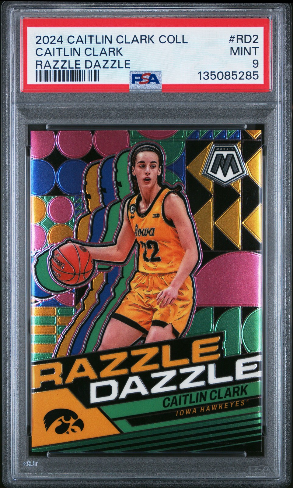 2024 PANINI CAITLIN CLARK COLL RAZZLE DAZZLE #RD2 CAITLIN CLARK PSA 9