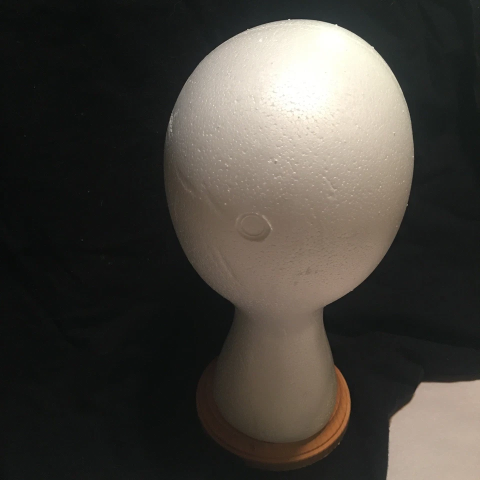 Cabeza de espuma de poliestireno femenina con base de madera exhibición peluca sombrero joyería Foto 3 de 4