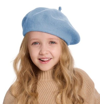 Girls' Wool Beret Hat Kids Solid Color Artist French Style Cap for Winter