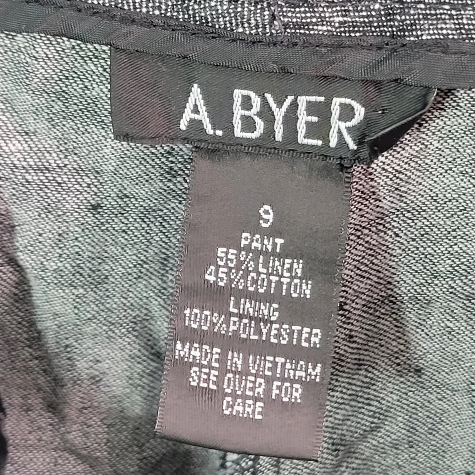 A. Byer Womens Size 9 Gray Solid Linen Dress Pants - Image 2 of 4
