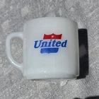 Vintage United Airlines-Fly the Friendly Skies. Federal Milk Glass Coffee Mug