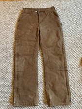Women s Carhartt Double Knee Brown Canvas Work Pants 2 X 32