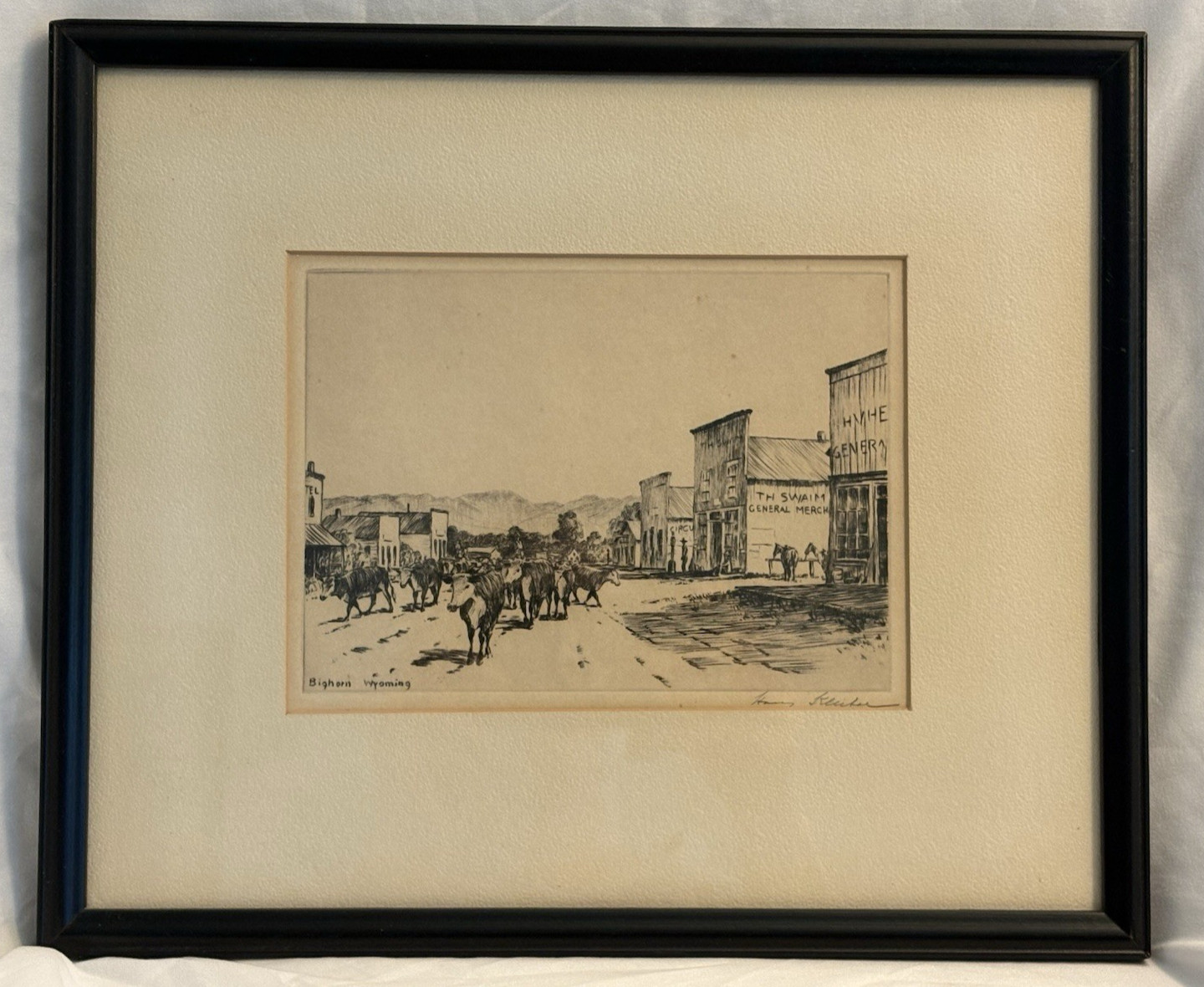 Hans Kleiber (1887-1967) Pencil Signed Etching Framed Bighorn Wyoming