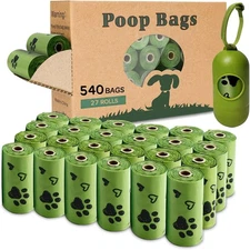 Dog Poop Bags Rolls: 1 Count (Pack of 540), Green-540 Unsented 
