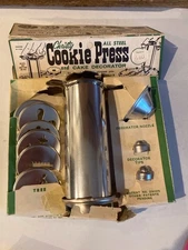 Vintage  1960s Christy Cookie Press and Cake Decorator All Steel - Made In USA
