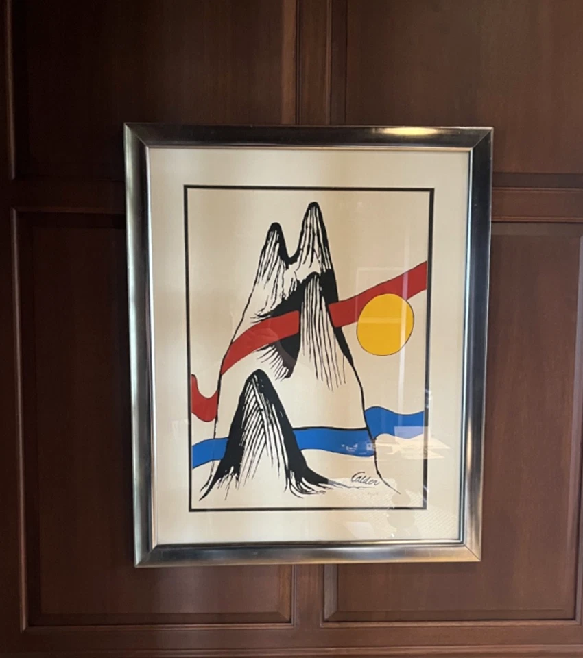 Serigrafía abstracta Alexander Calder Les Rubans (1971) también conocida como Mountain & Sun 153/375 Foto 4 de 4