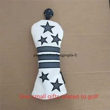 1x White Golf Hybrid Headcover Grey Stars Stripes Rescue Cover UT Head cover-