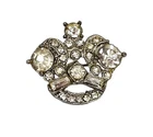 Vintage Rhinestone Crown Brooch | Pin | 1"L | 7/8"H | Costume Statement Jewelry