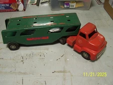 Vintage Pressed Steel 1950's Dunwell Auto Transport Co. Truck & Trailer