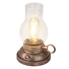 Image of Lantern Rechargeable LED Table Oil Lamp Candle Antique Style IP44 Outdoor Bronze