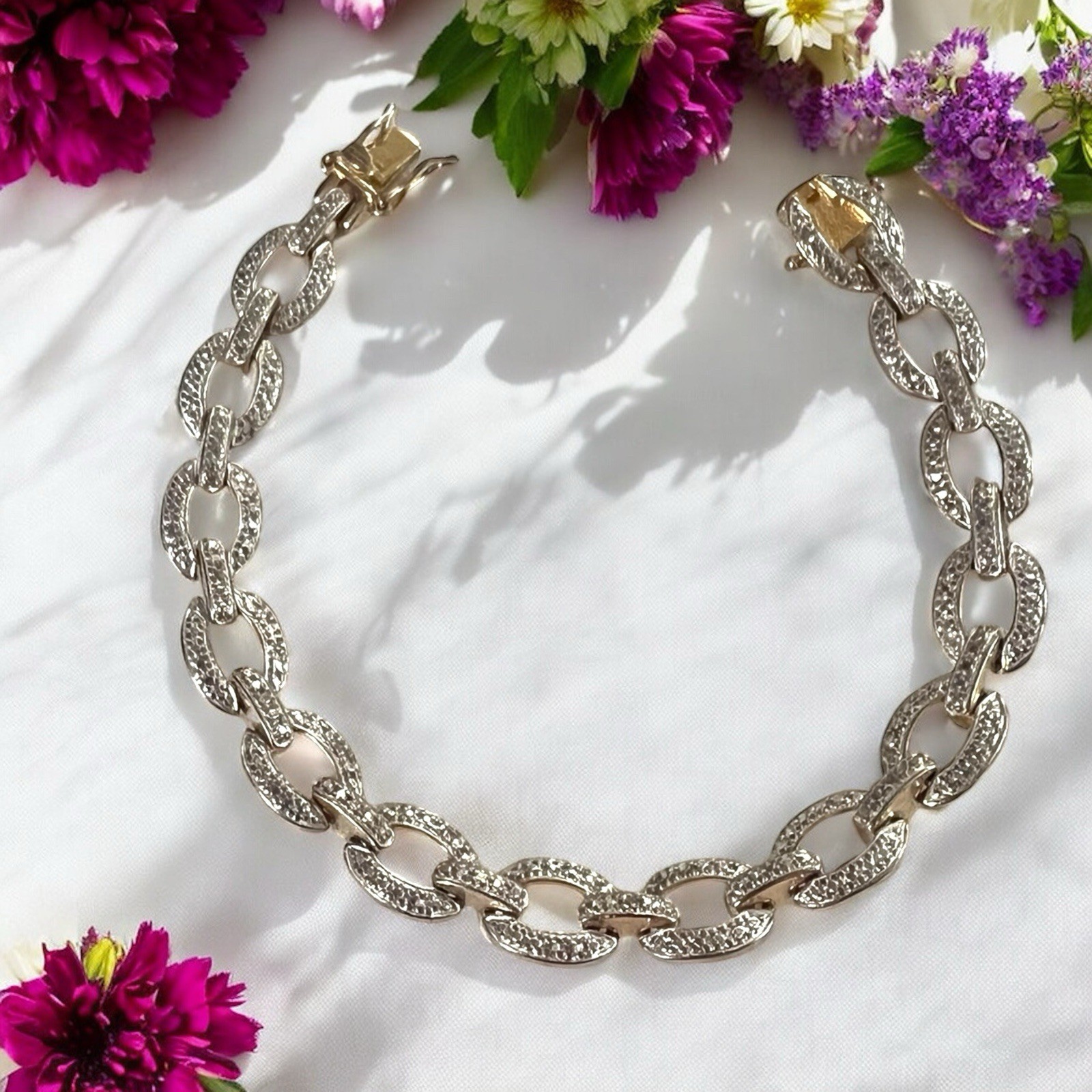 Solid Sterling Silver, .925 Intricate Flat Oval L… - image 2