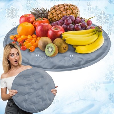 2 Pcs Reusable Freezable Ice Mat Buffet Chilled Serving Tray 15.7'' Round Cha...