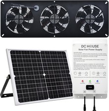 25W Solar Powered Exhaust Fan Kit with 12000mAh Lithium Battery 2600RPM Airflow