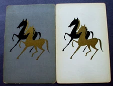 2 Single Swap Playing Cards Prancing Horses Gold Metallic Detail Vintage Pair