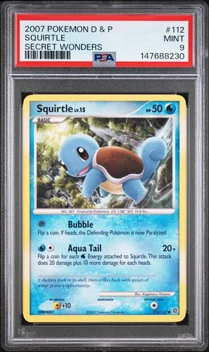 2007 POKEMON DIAMOND & PEARL SECRET WONDERS #112 SQUIRTLE PSA 9