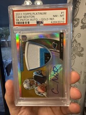 2011 CAM NEWTON TOPPS PLATINUM RPA 2 PATCH AUTO GOLD REFRACTOR 7 /10 RARE