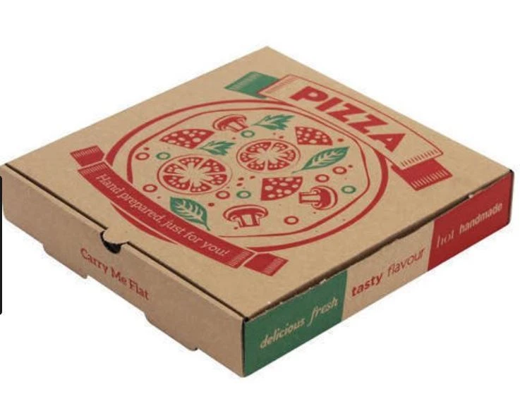 Premium Quality 7 INCH PIZZA BOX Take Away Fast Food Brown Printed Colour x  50