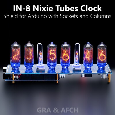IN-8 Shield Nixie Clock with Sockets, Dots and options with Expedited shipping