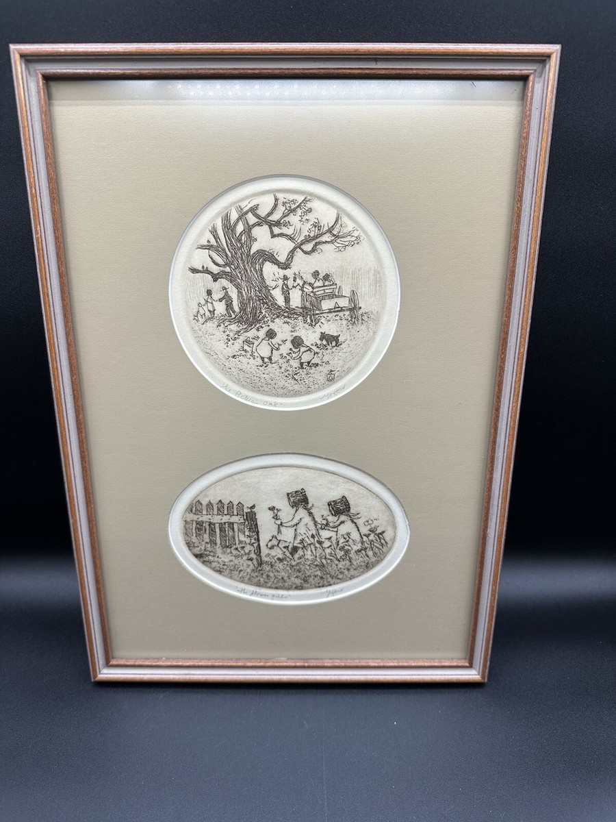 Rare Ed Gifford Etchings Framed Signed by Ohio Artist Ed Gifford