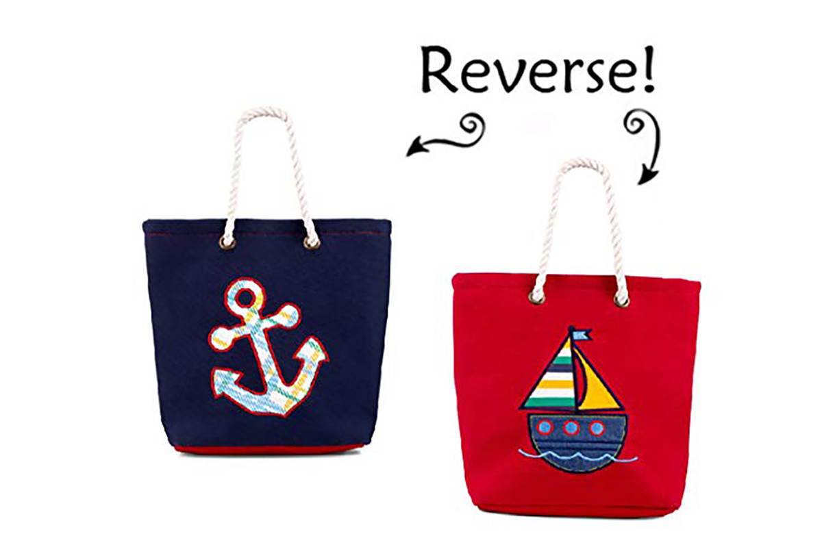 Двусторонняя пляжная сумка FlapJackKids Tote из хлопчатобумажного полотна с якорем / парусником