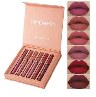 6 Stück/Set Langanhaltender Lipgloss glasiert matt Schönheit flüssiger Lippenstift Lippen Make-up