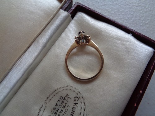 Cluster Ring 9 kt Gold Saphir und Diamant Vintage Größe O Gewicht 2,5 Gramm gebraucht - Bild 12 von 21