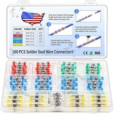 160Pcs Waterproof Solder Seal Sleeve Heat Shrink Wire Connectors Butt Terminals