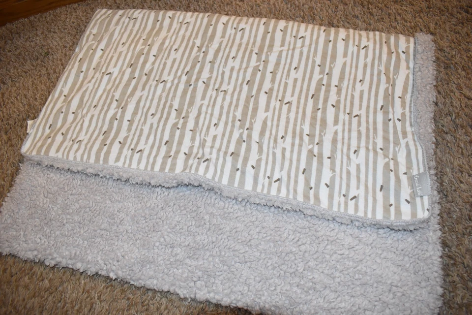 K6 TREND LAB Gray & White Brown TREES Flannel Plush Sherpa Crib Baby Blanket - Image 4 of 4