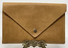 Hearth & Hand with Magnolia Envelope Style Cognac Leather Wallet NEW