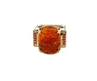 Vtg NH Michael Valitutti 925 Sterling Silver amber oval and ruby two tone Ring