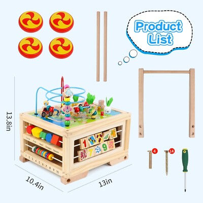 Cube d'activité en bois avec reconnaissance des couleurs Montessori - Jouet éducatif pour le