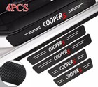 For MINI Cooper Carbon Fiber Leather Car Door Sill Scuff Plate Protector Sticker