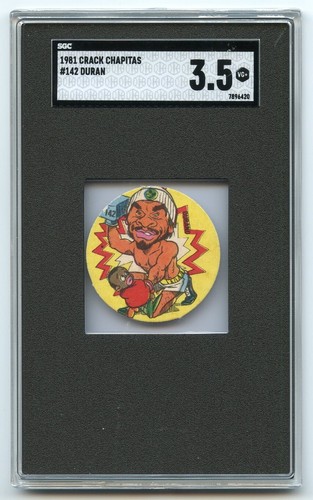 ROBERTO DURAN Rare 1981 Crack Chapitas Argentina Candy Boxing Disc Card SGC 3.5