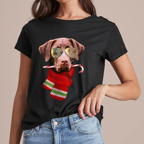 New Limited Chocolate Labrador Christmas, Dog Lovers Women T-Shirt - Afbeelding 1 van 3