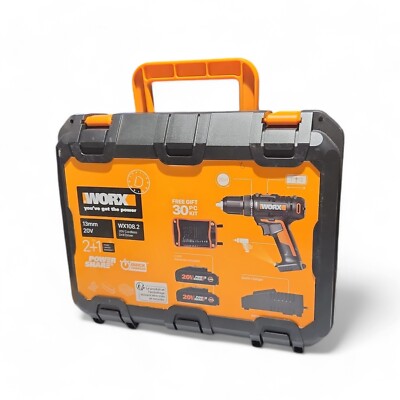 WORX 18V (20V MAX) Akku-Bohrschrauber-Set WX108.2, PowerShare, 45 Nm, 2x Akku