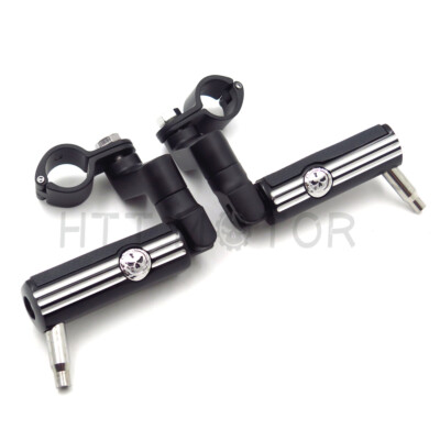 2x Motorcycle High Class Aluminum Front Foot Pegs Kit For 1.5'' Engine Guard Blac