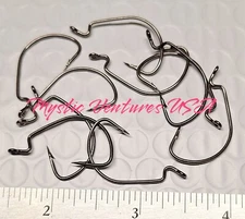 25ct Size 2 Worm Hooks EWG EXTRA WIDE GAP BLACK NICKEL OFF SET 2X STRONG