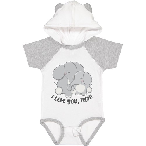 Inktastic I Love You, Mom!- Cute Elephants Baby Bodysuit Mothers Day Mom Child