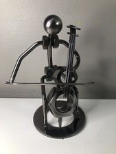 Nuts Bolts Metal Art Double Base Music Sculpture 6”