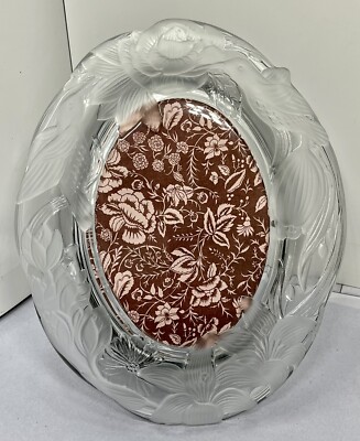 Crystal Clear Signature Hummingbird Frosted Oval Frame RIBBONED BACKSTAND Gift