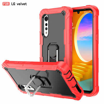 For LG Velvet 5G Shockproof Luxury Hybrid Armor Ring Holder