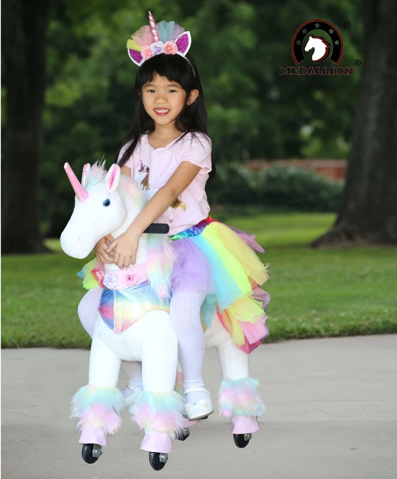 МЕДАЛЬОН Прогулка Поездка На Лошади Качающийся Пони Маленький Радужный Единорог Возраст 3-6 Лет - Изображение 2 из 4