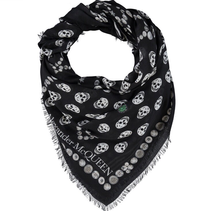 Alexander McQueen Iconic Skull Print Scarf 120cm x 140cm - Made In