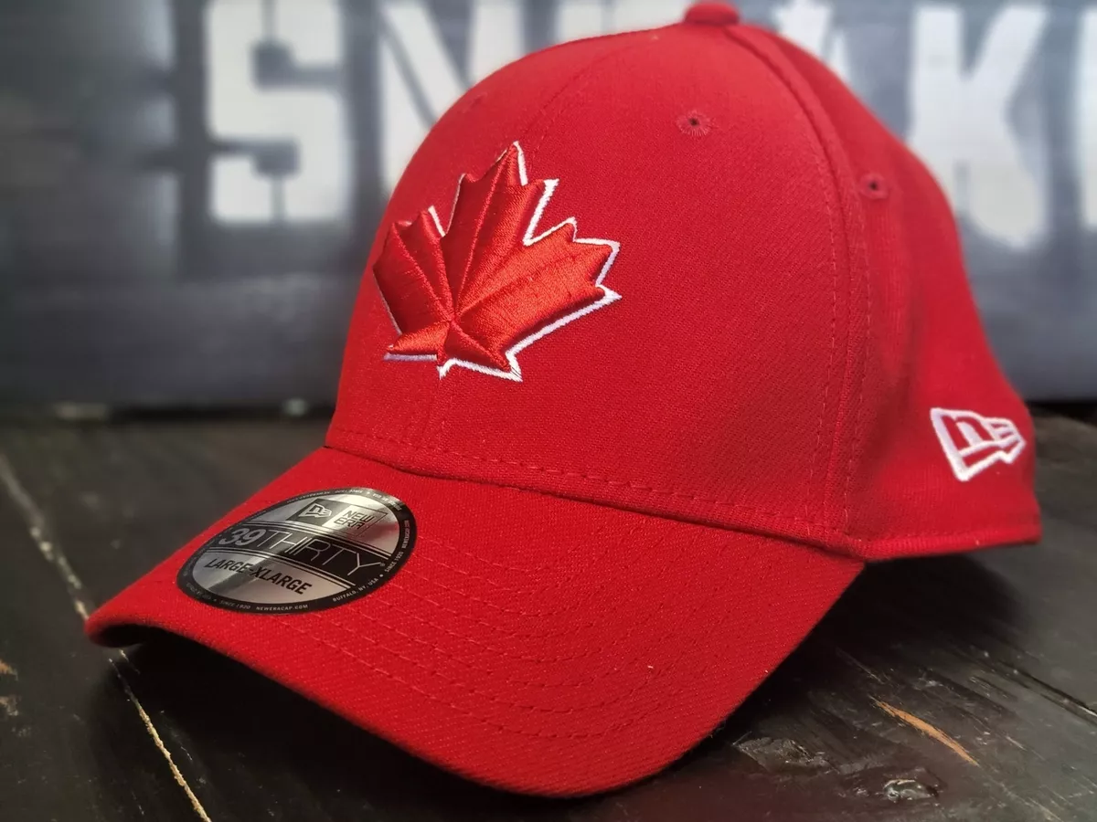 New Era 39Thirty Canada Toronto Blue Jays Maple Red Fitted Hat Men size L XL
