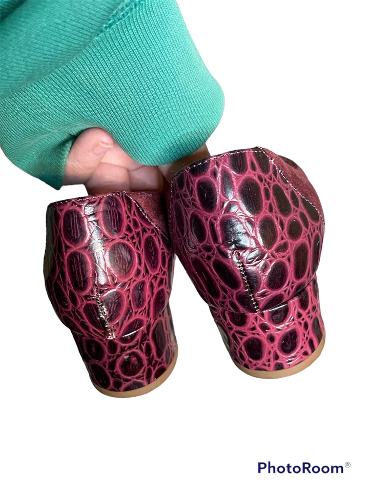 J Crew размер 7 замши крокодила дизайн каблук Cabernet кожи качества карьера носить красный весело - Изображение 4 из 4